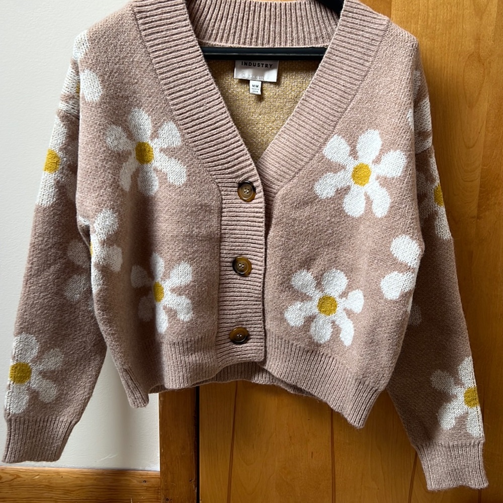 Never worn Industry flower cropped cardigan sweater